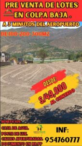 LOTES EN VENTA - COLPA BAJA - HUANUCO
