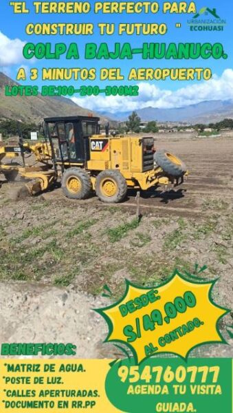 LOTES EN VENTA - COLPA BAJA - HUANUCO