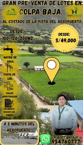 LOTES EN VENTA - COLPA BAJA - HUANUCO