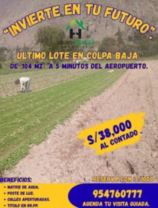 LOTES EN VENTA - COLPA BAJA - HUANUCO