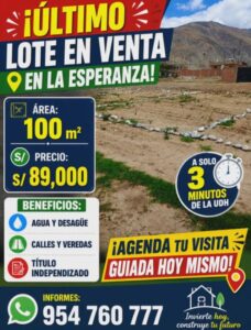 LOTES EN VENTA - LA ESPERANZA - HUÁNUCO