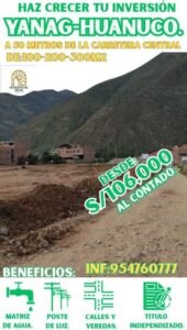 LOTES EN VENTA - YANAG - HUANUCO