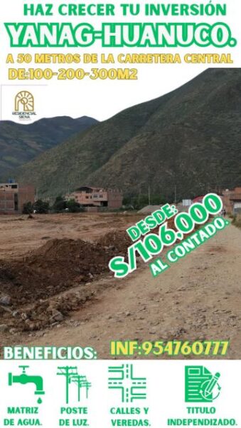 LOTES EN VENTA - YANAG - HUANUCO