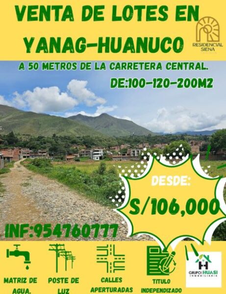 LOTES EN VENTA - YANAG - HUANUCO