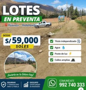 01.03.01 HUANUCO - ANDABAMBA - TERRENO EN VENTA