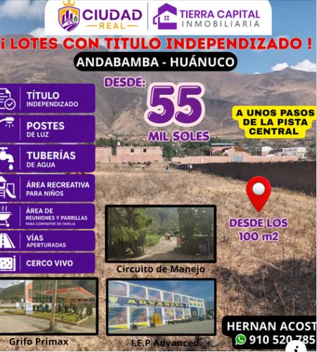 01.03.01 HUANUCO - ANDABAMBA - TERRENO EN VENTA