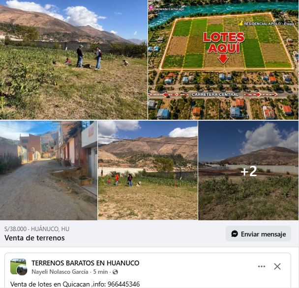01.02.02 HUANUCO - QUICACAN - TERRENO EN VENTA